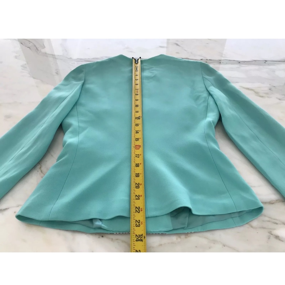 GAI MATTIOLO VINTAGE AQUA SILVER BEADED JACKET SIZE US 8 - Picture 11 of 13